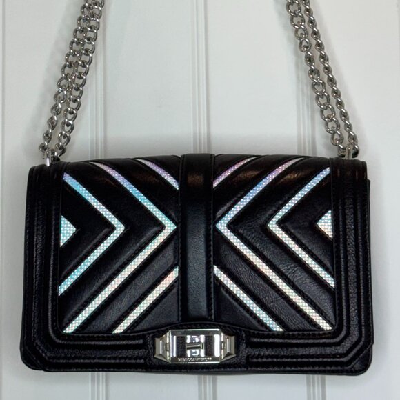 REBECCA MINKOFF Black Iridescent Leather Handbag - Picture 1 of 13